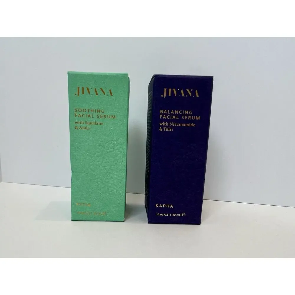 Jivana Facial Serum Set Of 2-Squalane & Amla Niacinamide Tulsi, 1 fl oz NIB